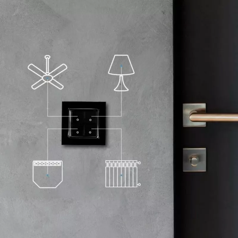 Light Switch Shelly Switch 4 muovi musta