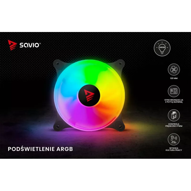 SAVIO Blast 120mm ARGB PWM kotelotuuletin - musta