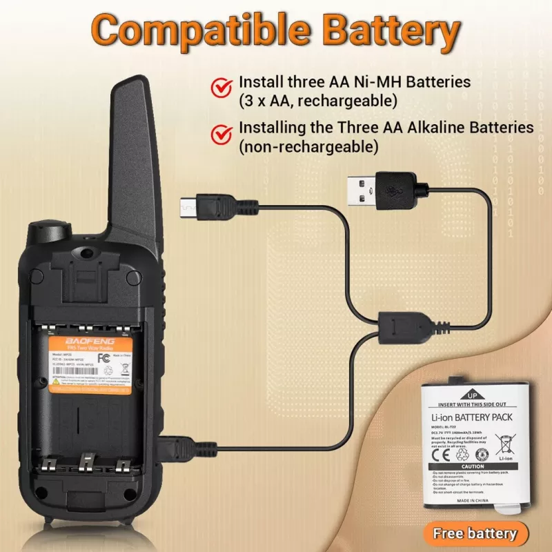 Walkie-talkie Baofeng BF-T25E oranssi, 2 kpl