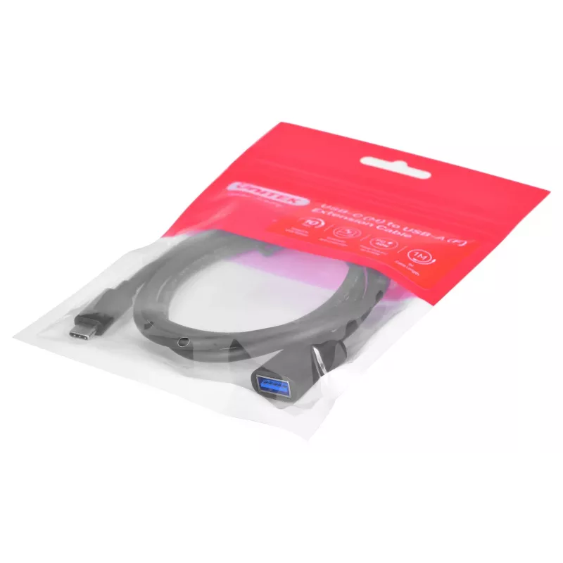 Kaapeliadapteri Unitek (C476BK-1M) USB-C (M) - USB-A (F) 10Gbps 60 W