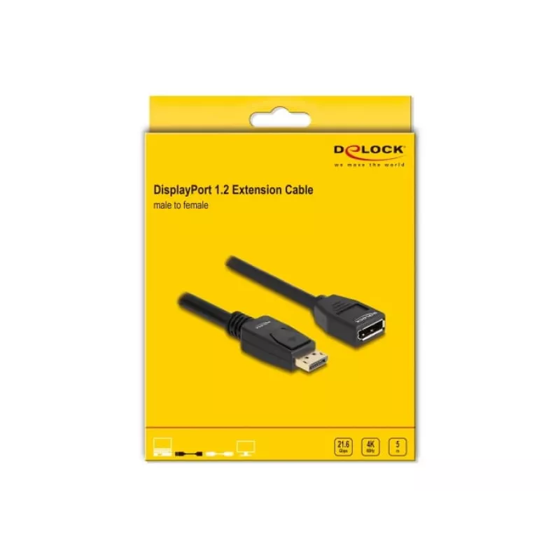 DeLOCK DisplayPort 1.2 -jatkokaapeli 4K 60 Hz 5 m