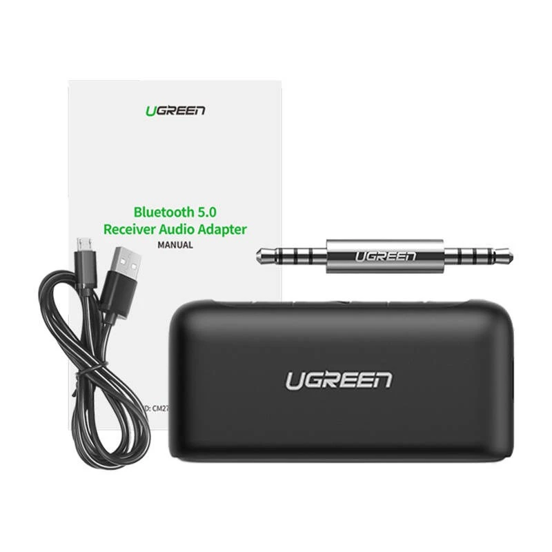 Ugreen CM276 Bluetooth 5.0 -audiovastaanotin AUX-kuulokeadapteri musta