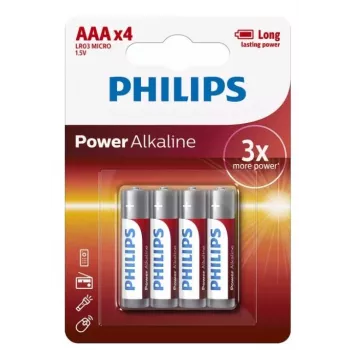 Philips Power Alkaline AAA-paristot, 4 kpl:n pakkaus