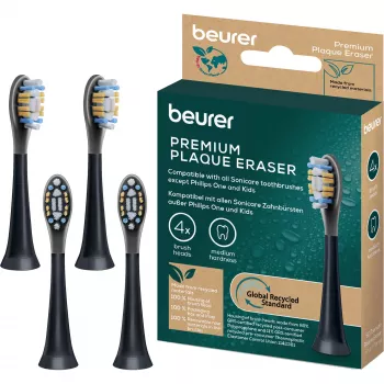 Beurer SC Premium Plaque Eraser Green Planet -harjaspäät, musta, 4 kpl:n pakkaus