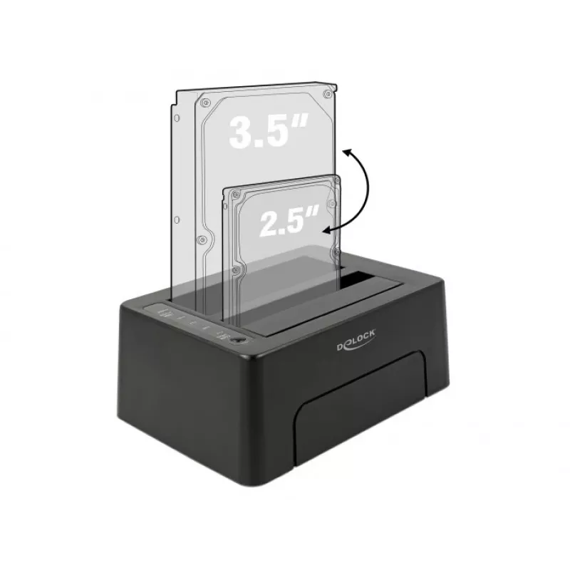 DeLOCK - kiintolevytelakka paikat: 2 - SATA 6Gb/s - 6 Gbit/s - USB 3,1 (Gen 2) - musta (63957)
