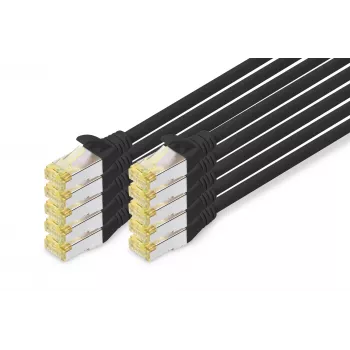 Digitus DK-1644-A-050-BL-10 CAT 6A S/FTP kytkentäkaapeli 5 m, musta, 10 kpl:n pakkaus