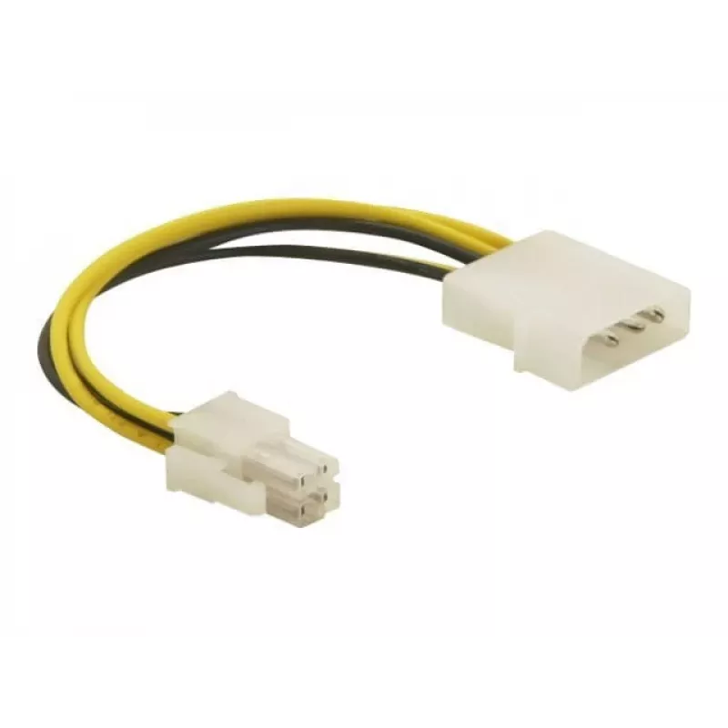 Delock 82391 virtasovitinkaapeli, 4-nastainen ATX12V (P4) uros – Molex 4-nastainen uros, 0,15 m