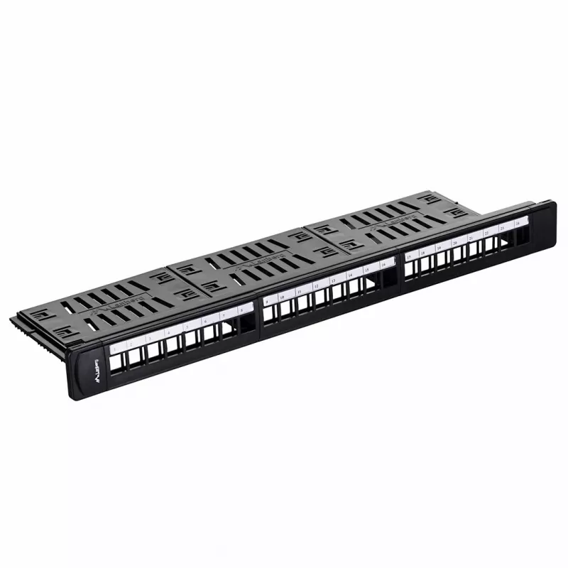 Patch-paneeli 1U LANBERG PPKS-1124-B, 24 porttia, 1U, ABS, musta, 482,6×44,5×154 mm