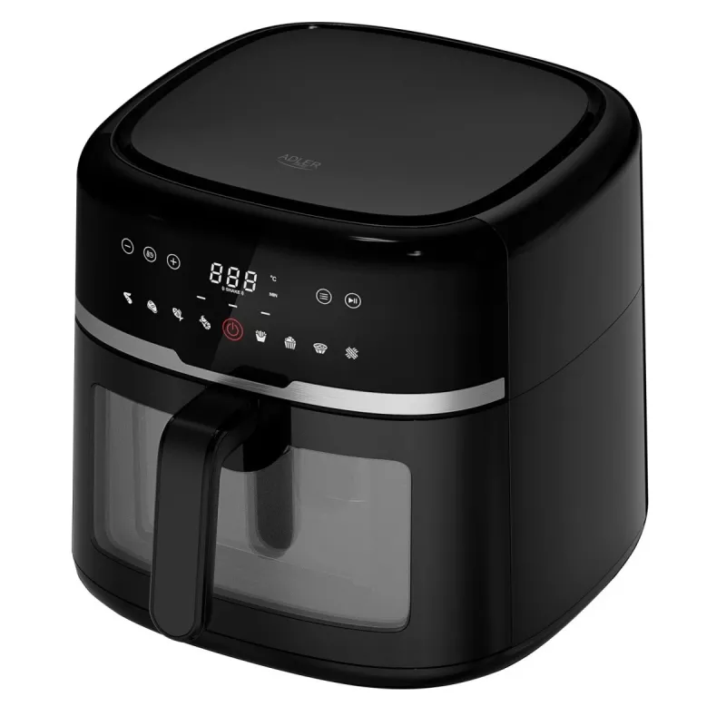 Adler AD 6318 kuumailmafriteerauskeitin, 8 l, 2500 W, LCD-näyttö, 9 ohjelmaa, musta