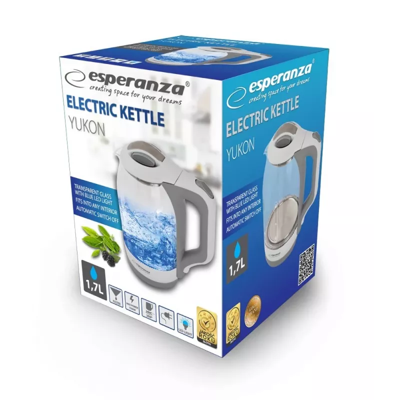 Esperanza sähköinen vedenkeitin 1,7 L 1500 W valkoinen monivärinen