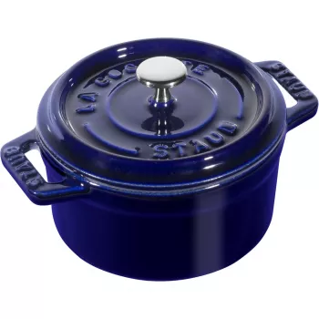 Yksittäinen mini-valurautapannu Staub Minis — halkaisija 10 cm, sininen