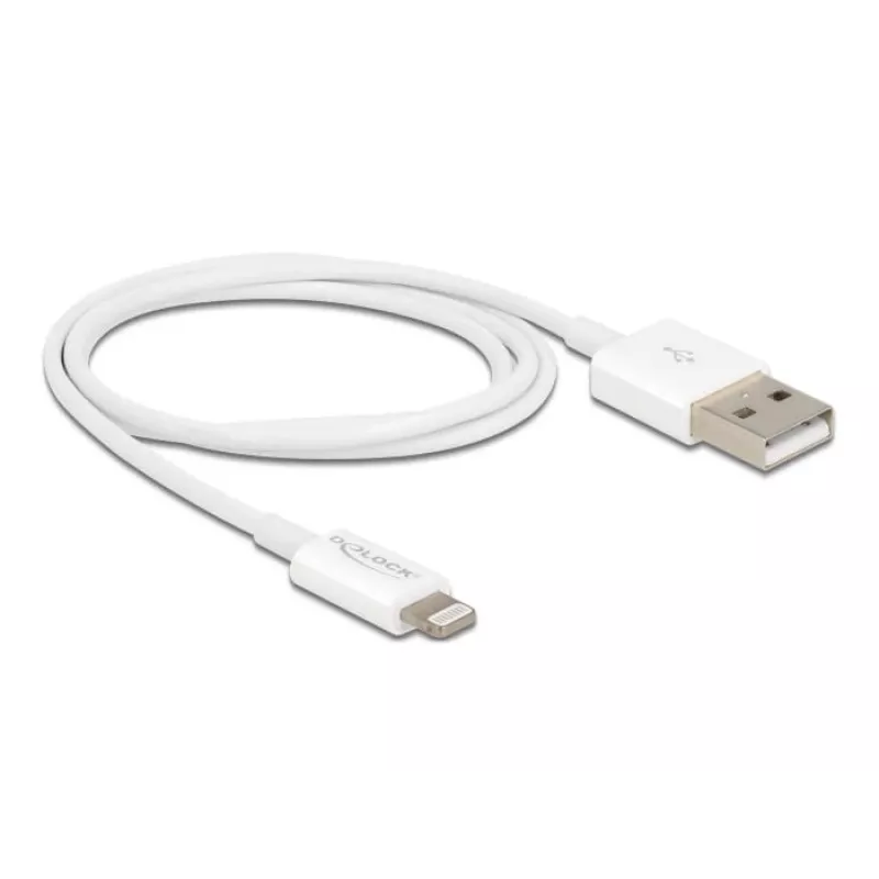 USB-data- ja latauskaapeli DeLOCK 83000 iPhone iPad iPod valkoinen 1 m