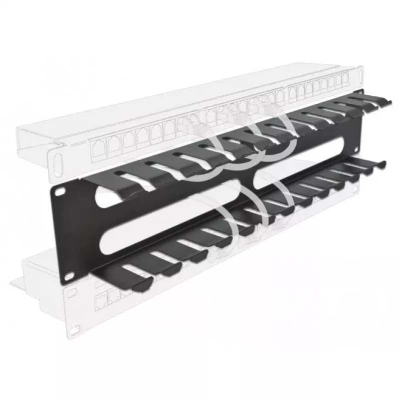 DeLOCK - kaapelinhallintalevy sähkökaappiin - musta - 2U - 48,3 cm (19) (66553)