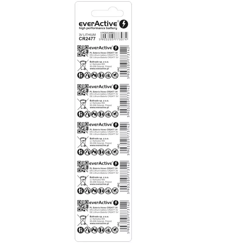 Litiumparisto everActive CR2477 - blisteri 5 kpl