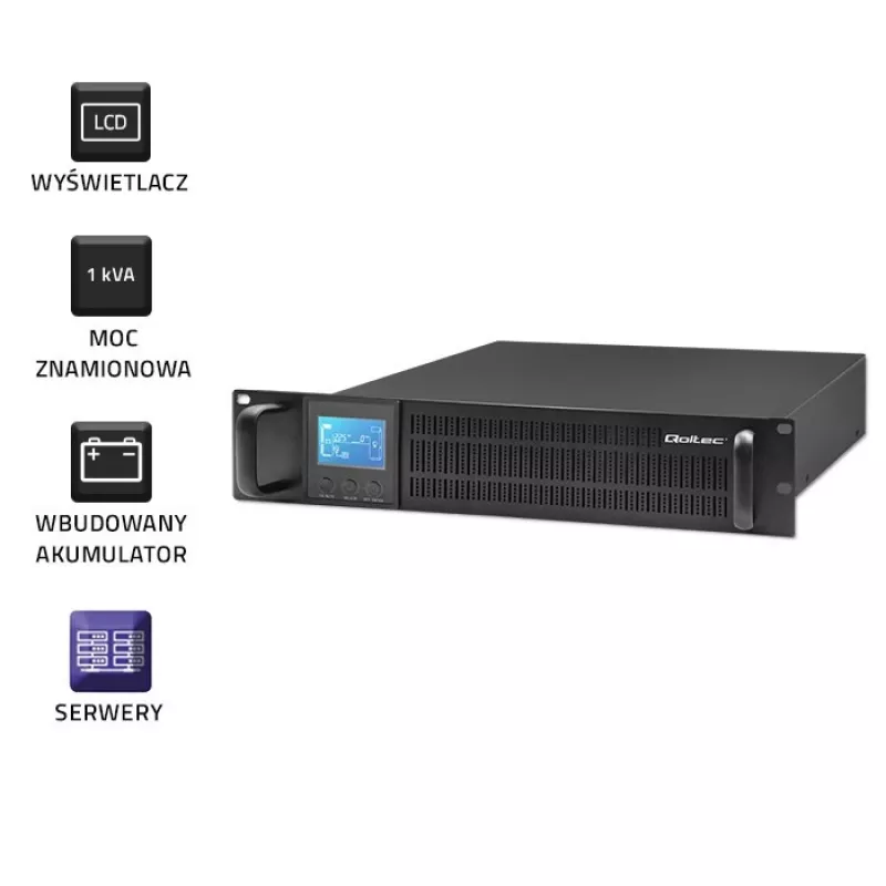 Qoltec 53945 Rack-UPS, 1 kVA, 800 W, LCD