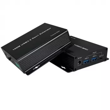 USB3.2 Gen1 -jatko (extender) jopa 100 m, 2x USB-A, 2x USB-C