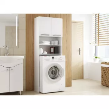 Kylpyhuonekaappi Top e Shop PRALKA POLA BIEL — valkoinen, vapaasti seisova, 4 hyllyä, 640×300×1830 mm