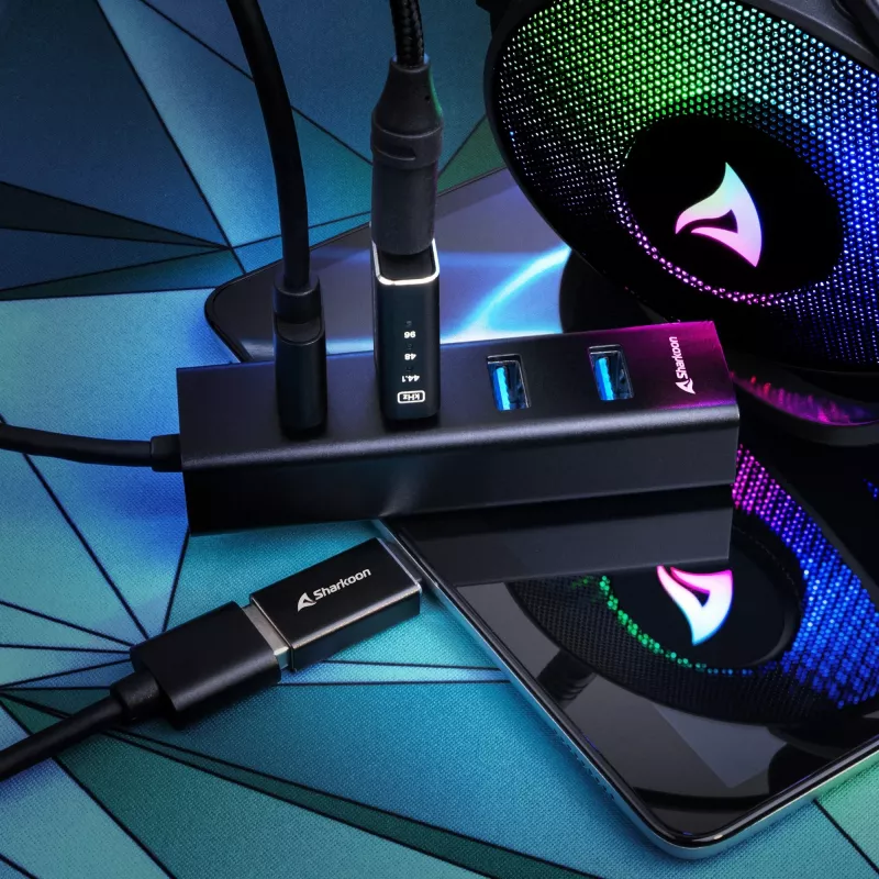 Sharkoon USB-keskitin USB 3.2 Gen 1 (3.1 Gen 1) Type-C 5000 Mbit/s musta