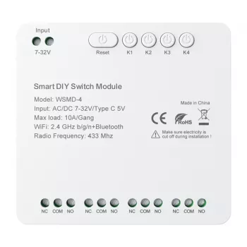Älykäs kytkinmoduuli Avatto DIY WSMD-4 32V — 4-kanavainen 32V-ohjausmoduuli DIY-projekteihin