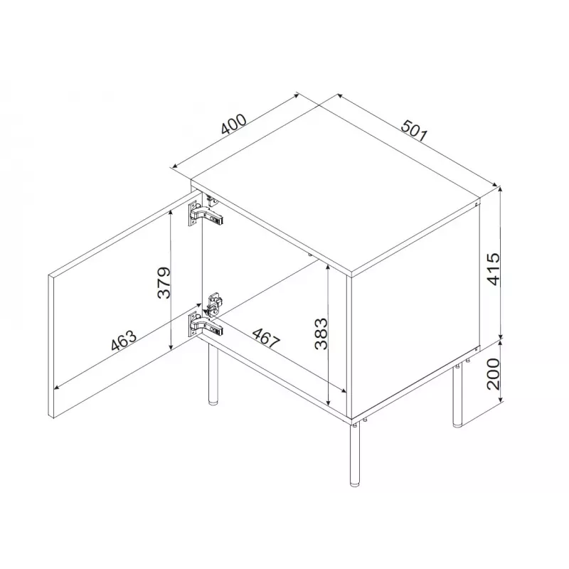 Cama INSERTO yöpöytä, 2 kpl, 50x40x61.5 cm, musta + LED