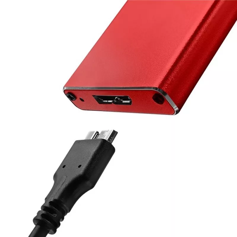 SSD-kotelo QOLTEC 51831 USB 3.0 M.2 SATA-asemille jopa 2 TB, punainen, tukee 30 mm pituutta, jopa 4 asemaa