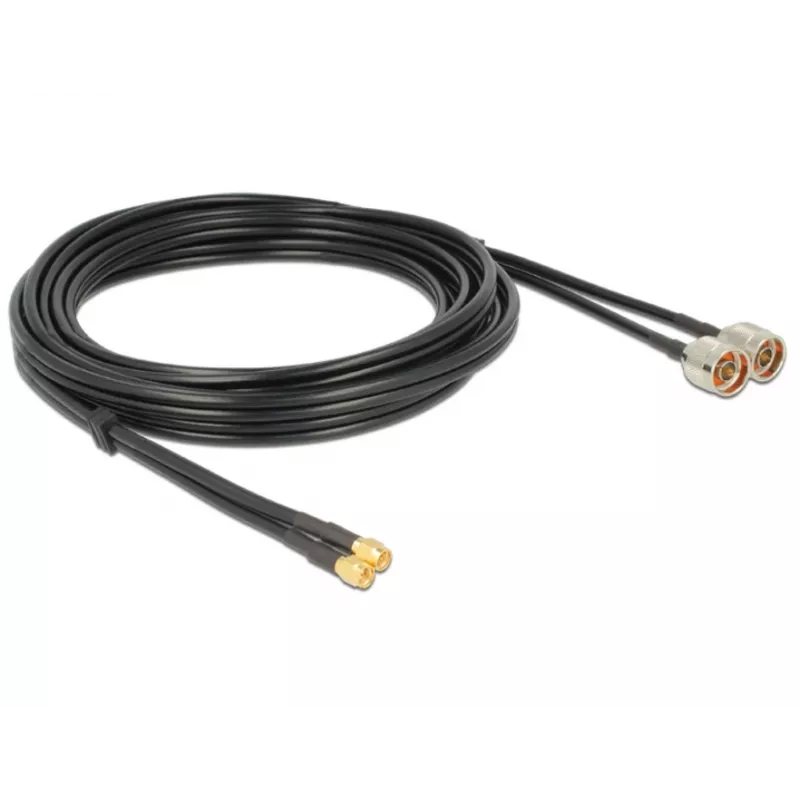 Koaksiaalikaapeli DeLOCK 89467 RG-58 5 m 2x N-uros 2x SMA-uros musta