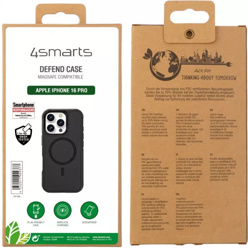 Kotelo 4smarts 541180 iPhone 16 Pro 16 cm musta
