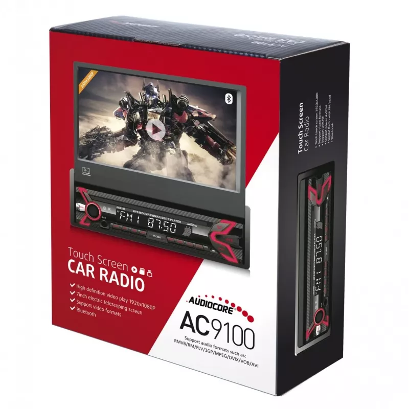 Audiocore AC9100 radio auto digitaalinen musta, punainen