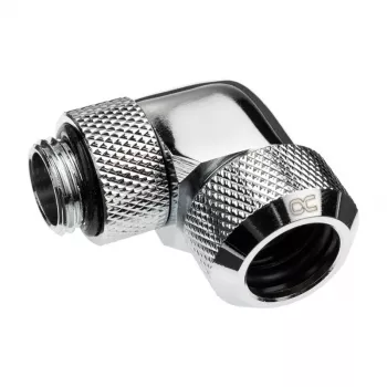 Alphacool Eiszapfen 13mm HardTube -ruuviliitin 90° kääntyvä G1/4 - kulmaliitin nestekierrätysjärjestelmään - kromi