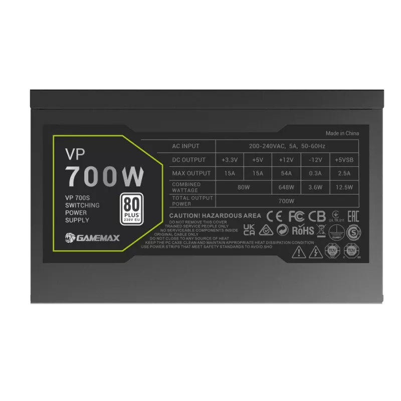 Gamemax-virtalähde, 80 PLUS, Standard | VP 700S | 700 W