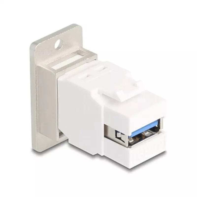 Keystone-moduuli DELOCK 67337 paneeliasennus USB Type-B USB Type-A 5 Gbit/s, hopea/valkoinen