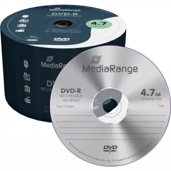 MediaRange - 50 x DVD-R - 4,7GB (120 min) 16x - spindeli (MR444)
