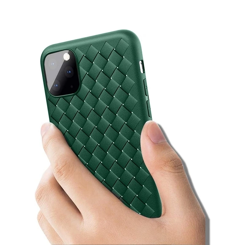 Suojakotelo Devia iPhone 11 Pro Max kudotulla kuviolla, vihreä