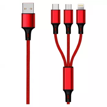 USB-kaapeli 2GO 797150 1,5 m USB B USB C/Micro-USB B/Lightning punainen