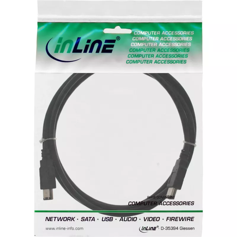 InLine FireWire 400 1394 -kaapeli 6-pin uros / uros 1 m