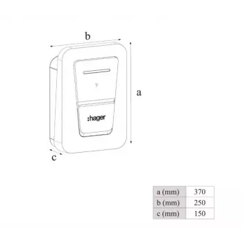 Seinäkiinnitteinen EV-latausasema Hager witty one 11 kW 3-vaiheinen Type-2-pistokkeella, RFID, Bluetooth, 4,5 m kaapeli, IP55, IK10