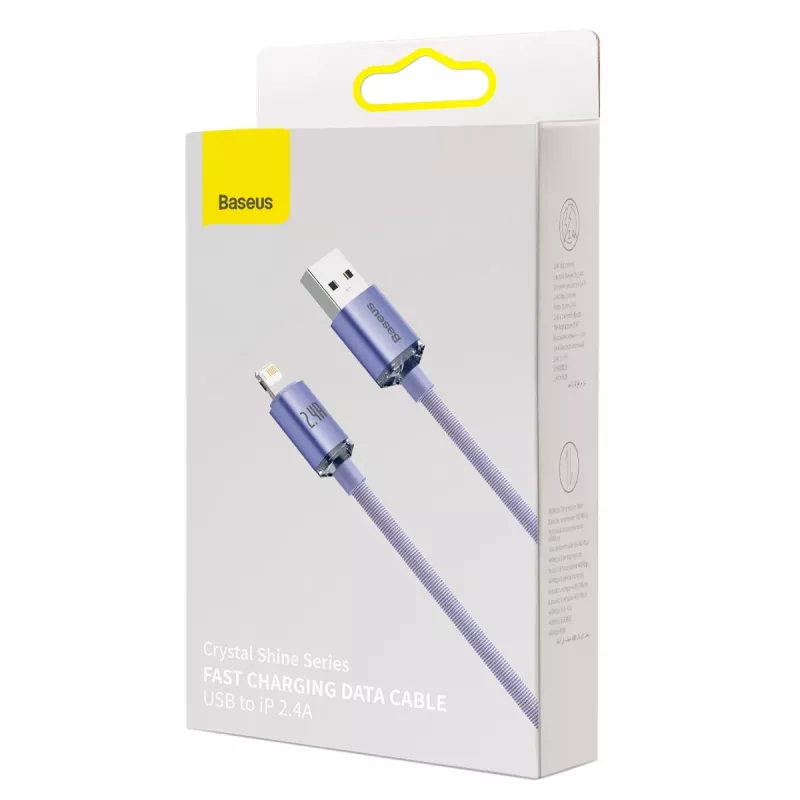 Baseus Crystal Shine -kaapeli USB–Lightning, 2,4A, 2m (violetti)