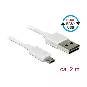 USB-kaapeli DeLOCK 84808 USB 2.0 2 m USB A Micro-USB B valkoinen