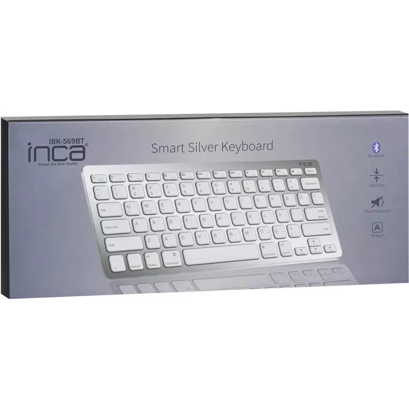 Langaton näppäimistö Inca IBK-569BT Bluetooth 78 näppäintä metallinen hopea