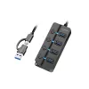 USB 3.2 Gen1 -keskitin, 4x USB-A on/off-kytkin