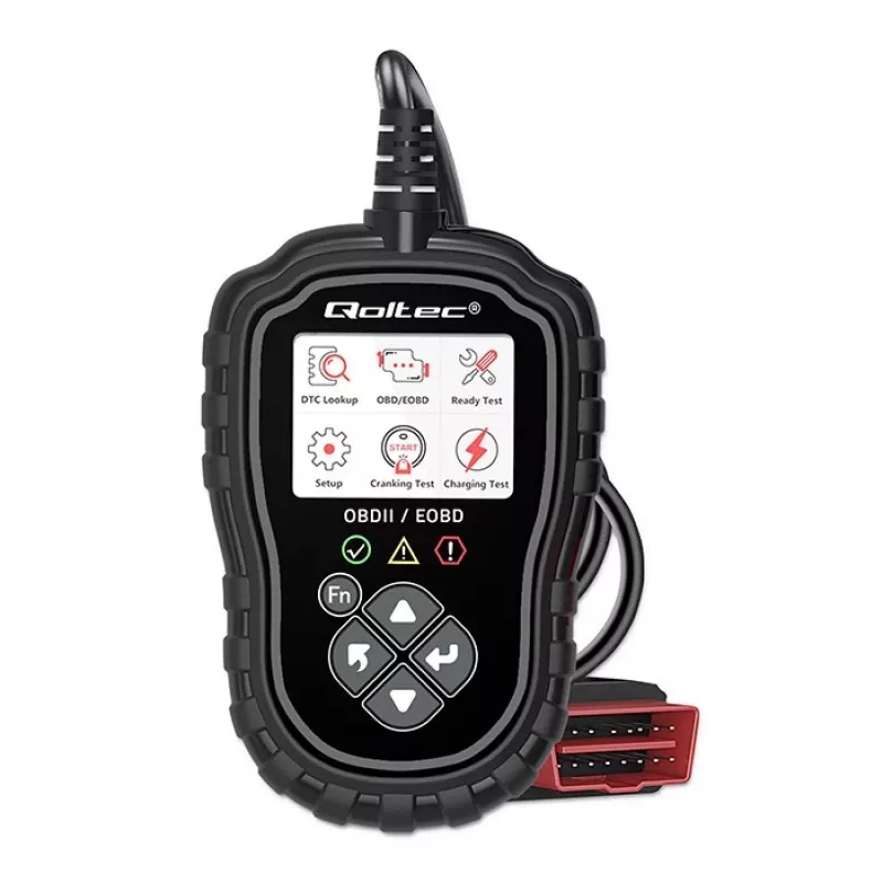 OBDII-diagnostiikkatesteri QOLTEC ProLine 50685 — ajoneuvon OBD-II-skanneri 8V/25V-järjestelmille