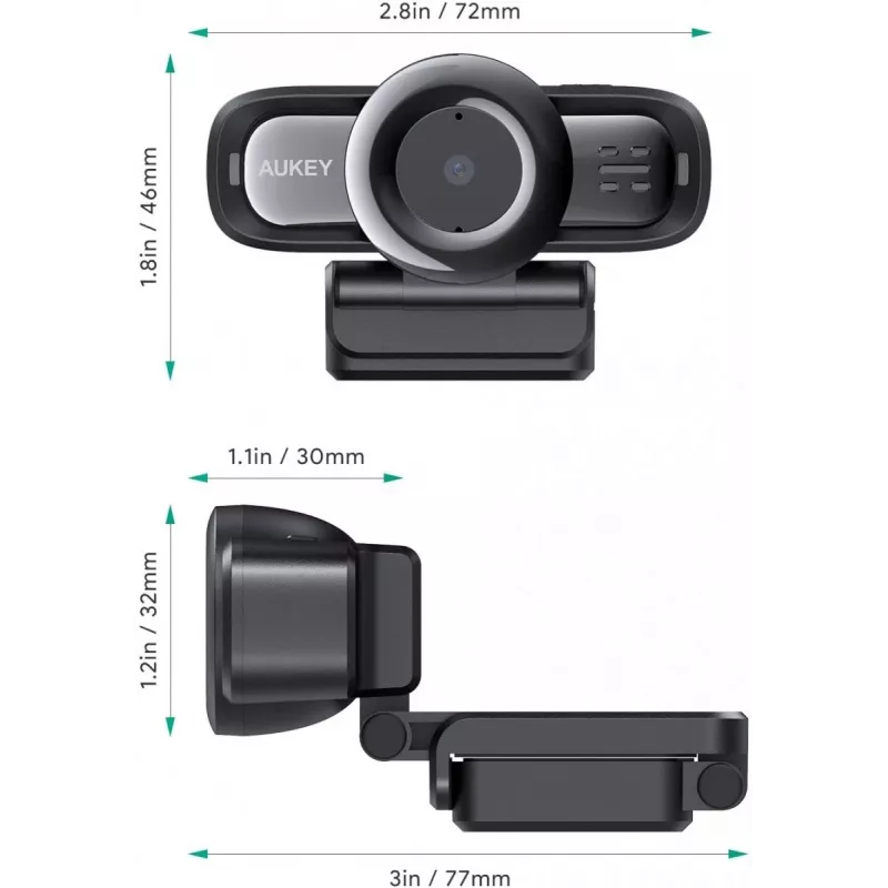 verkkokamera AUKEY PC-LM3 2 MP 1920 x 1080 pikseliä USB 2.0 musta