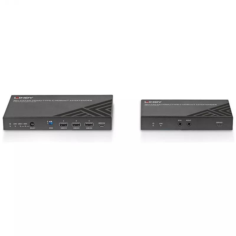 Lindy 70m Cat.6A HDMI 4K60 ja Type-C HDBaseT 3.0 KVM-jatko
