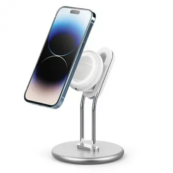 Puhelinteline SODI SIM-300 hopea MagSafe – pöytäteline MagSafe-yhteensopivalle iPhonelle