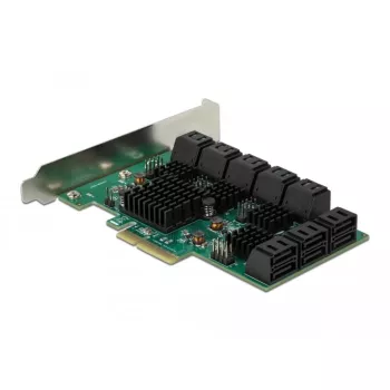 DeLOCK 16 portin SATA PCI Express x4 -kortti 6 Gbit/s vihreä harmaa
