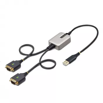 StarTech.com 2ft (60cm) 2-porttinen USB-sarja-adapterikaapeli, vaihdettavat DB9-ruuvit/mutterit, COM-säilytys, USB-A - DB9 RS232, FTDI, tason 4 ESD-suoja, Windows/macOS/ChromeOS/Linux – tukeva TPE-rakenne