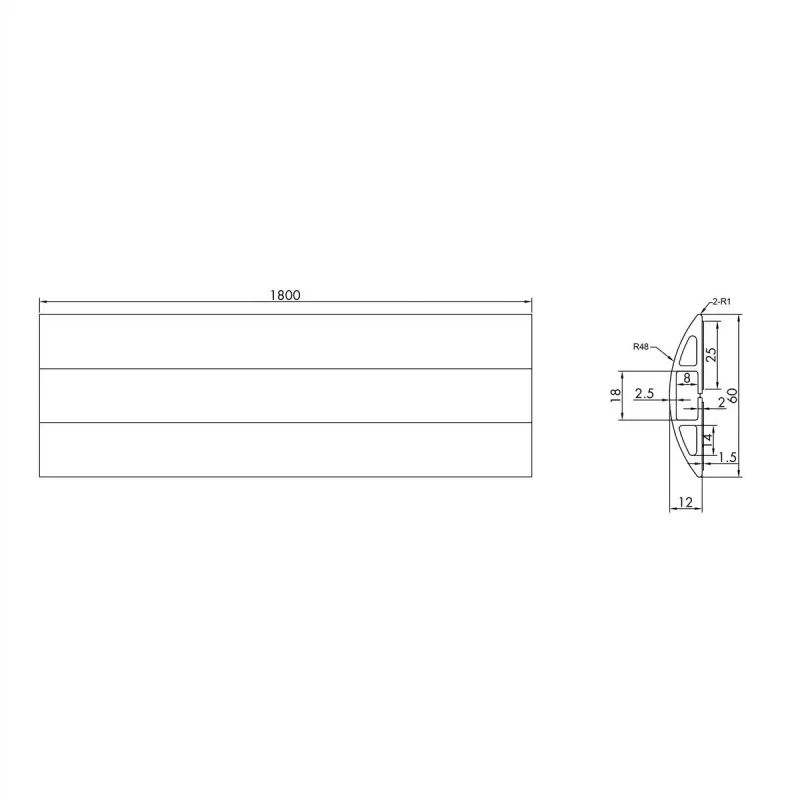 ROLINE-kaapelikanava TPE Flex, 60 mm, musta, 1,8 m (19.08.3105)