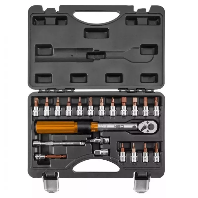 Neo Tools 1/4 kaksisuuntainen momenttiavain, 5-25NM, 21 kpl:n sarja