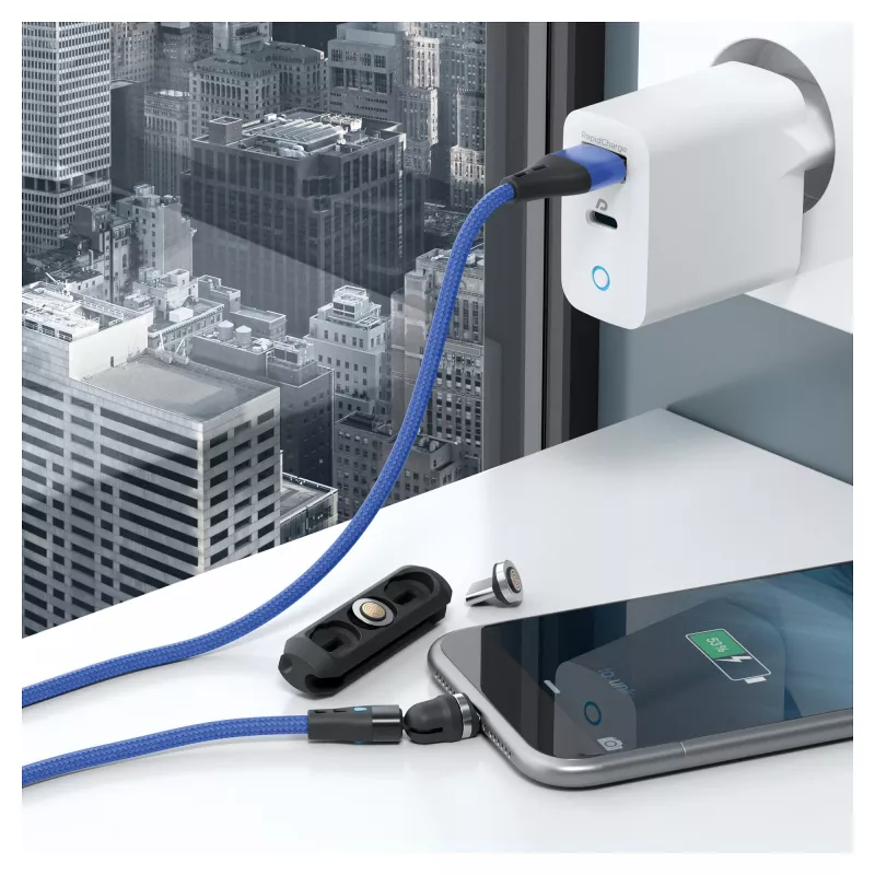 USB-kaapeli RealPower MagneticCharge3 1 m USB A sininen pikalataus tiedonsiirto