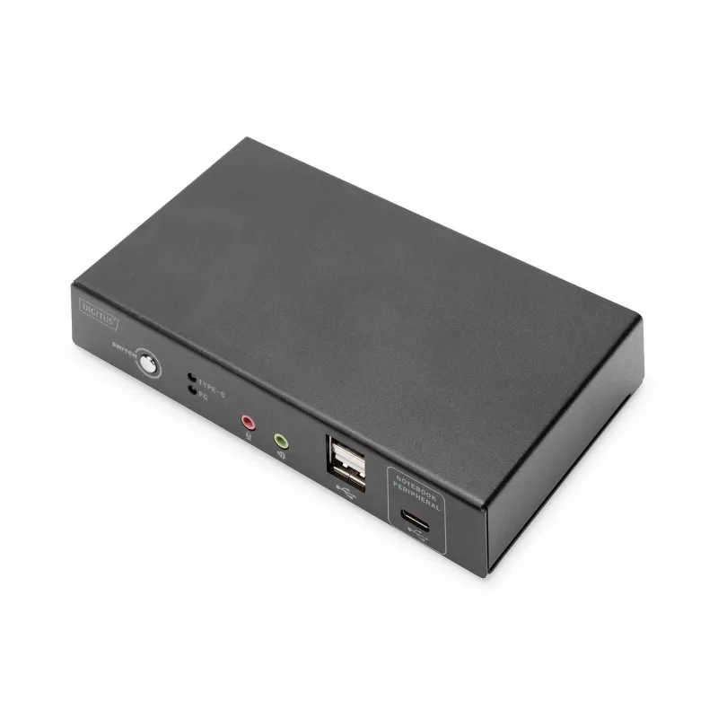 DIGITUS DS-12901 - KVM-/ääni-/USB-kytkin - 4K 30 Hz, USB-C/USB/HDMI-tulo, HDMI-lähtö, verkko
